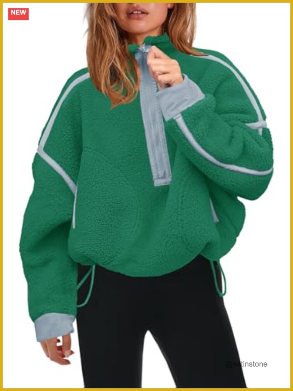 Women's Half Zip Fleece Pullover Sherpa Jacket Long Sleeve Zip Pockets